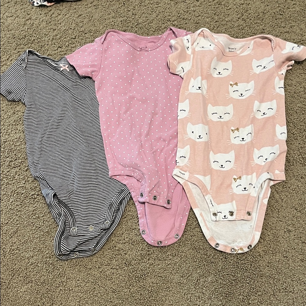 Kids Short-Sleeve One-Piece Bodysuit- 3 piece bundle